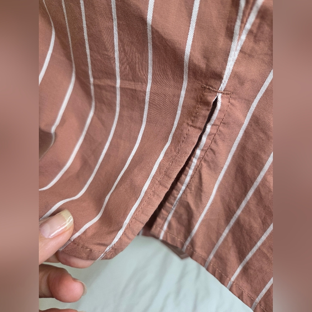 A New Day Size XL Striped Oversized Shirt Brown W/babypink Stripes - Picture 11 of 12